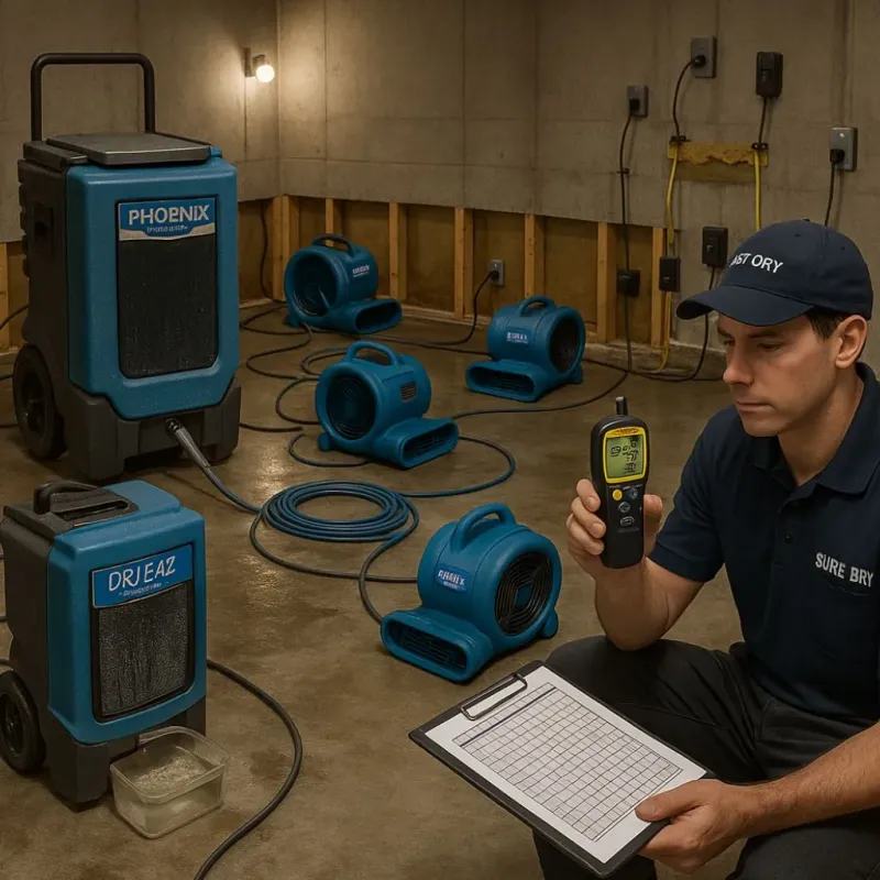 Structural Drying and Dehumidification process in Clute, TX